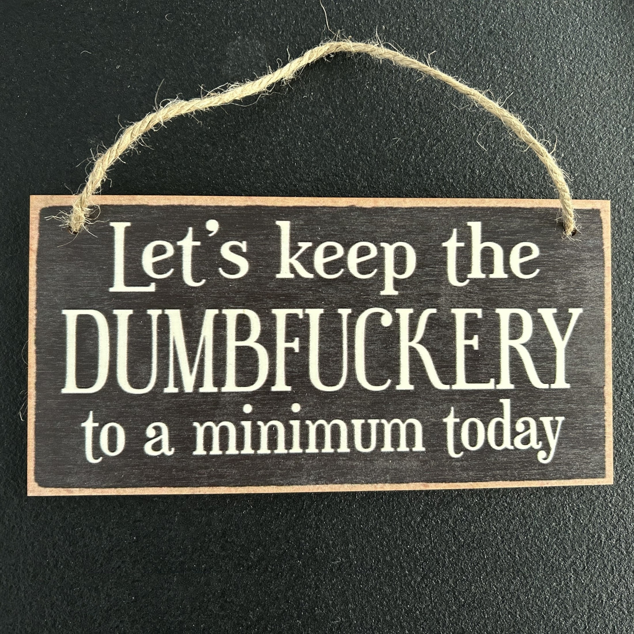 Let's Keep The Dumbfuckery To A Minimum Decorative Sign Home