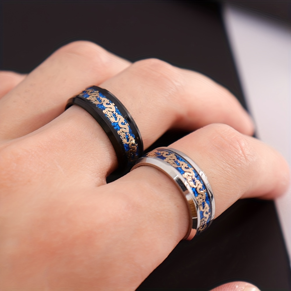 Vintage Dragon Pattern Stainless Steel Ring for Men