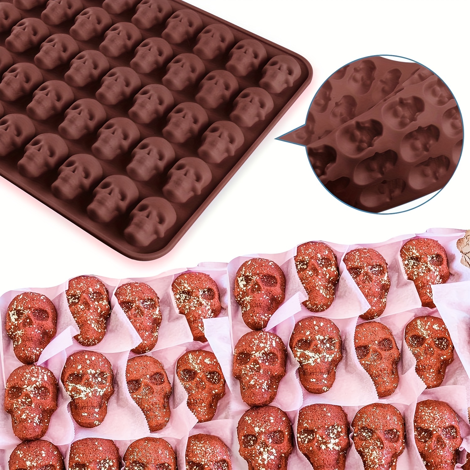 40 Cavity Skull Silicone Mold Perfect For Diy Bar Parties - Temu