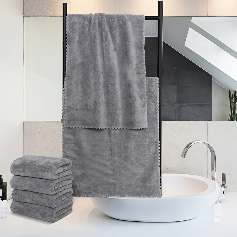 Solid Color Towel Set, Household Coral Fleece Towel, Soft Hand Towel Bath  Towel, Super Absorbent Towels For Bathroom, 2 Bath Towel & 4 Hand Towel,  Bathroom Supplies - Temu