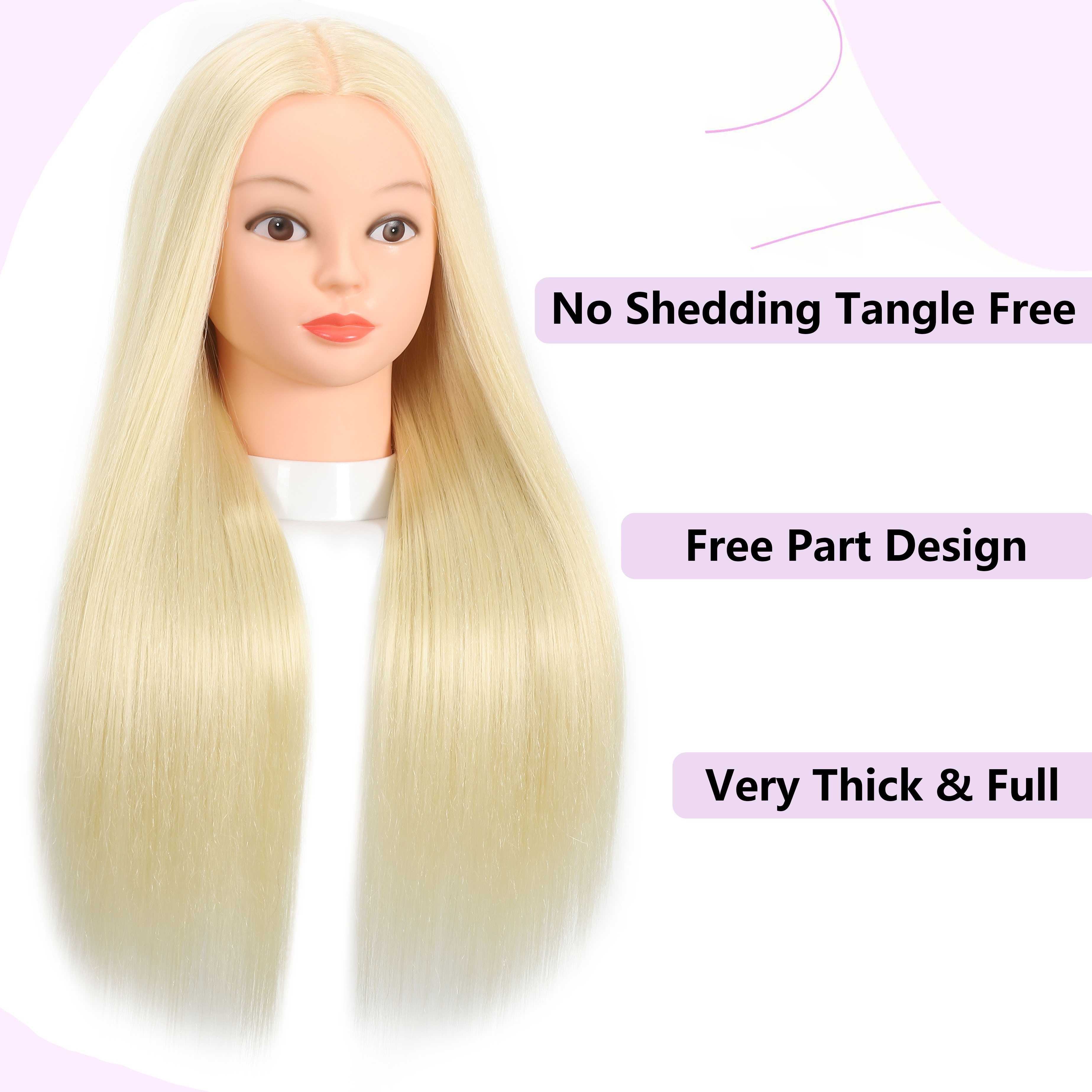 Mannequin Head with Human Hair Trainning Head Mannequin Head with Hair Stand Pratice Head Doll Head for Hair Styling with Free Clamp Holder