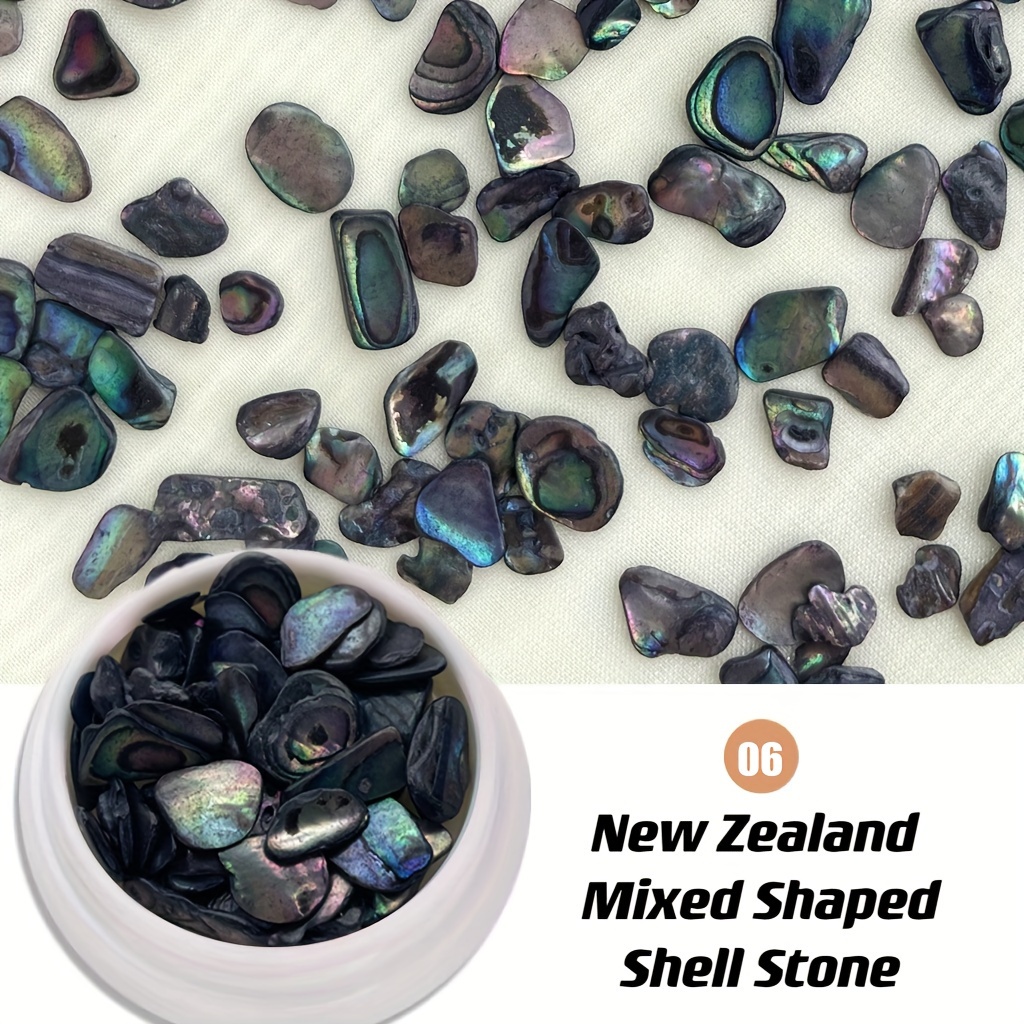 Mix Sizes 3D Abalone Seashell Fragments, Natural Stone Marble Sequin Flake For UV Gel Manicure Decorations