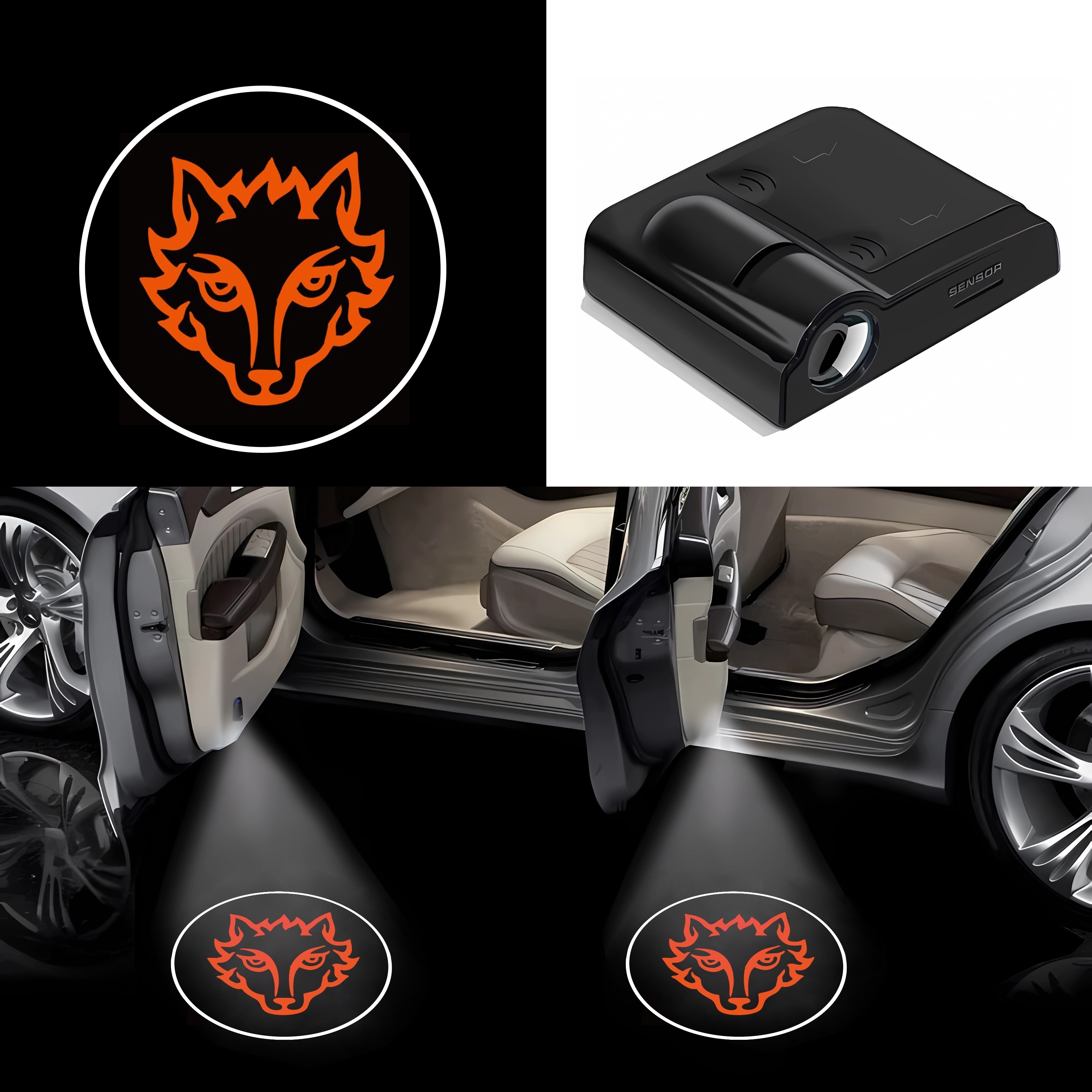 2pcs Porte de voiture Logo Lumière Bienvenue Lumière Laser Lumière  Universel Sans Fil Projecteur Atmosphère Voiture Led A