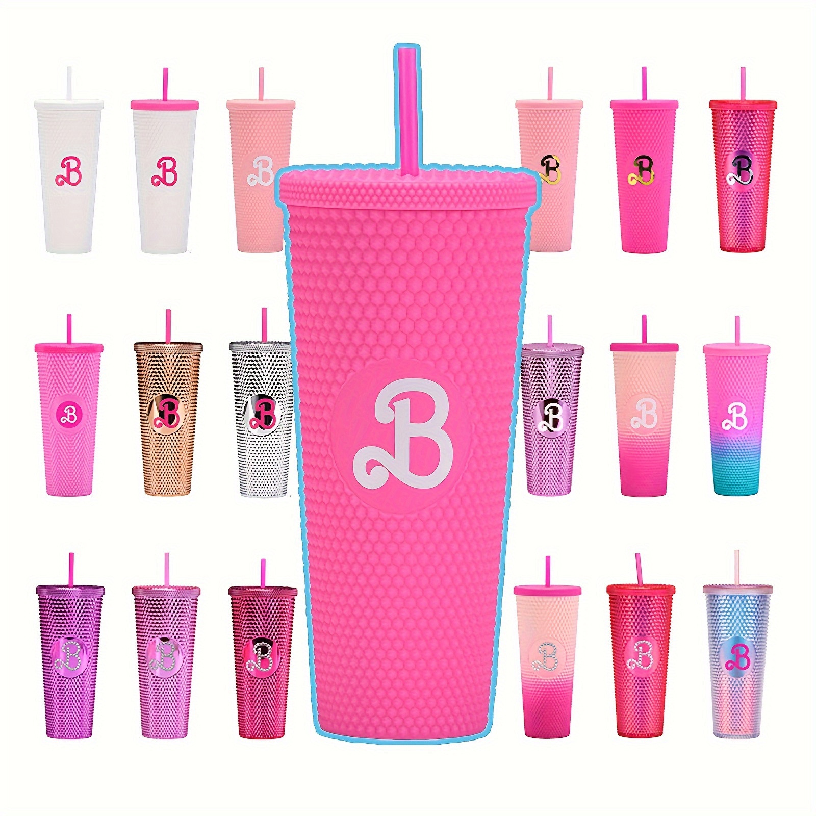 Shiny Studded Tumbler With Lid And Straw Water Bottle - Temu