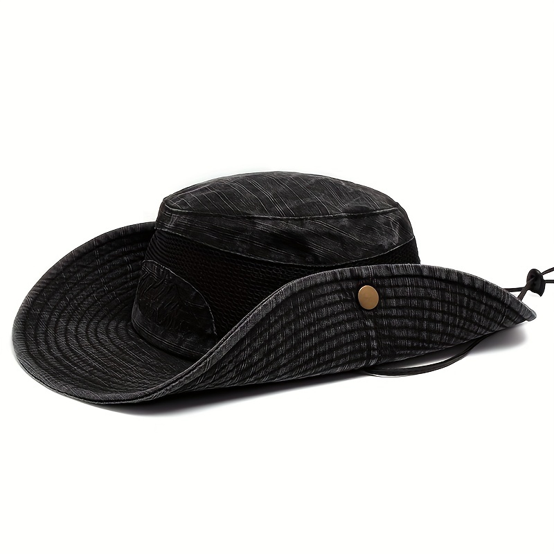 Bangcool Fisherman Hat Wide Brim Waterproof Soft Safari Hat Bucket Hat Sun Hat For Men Black
