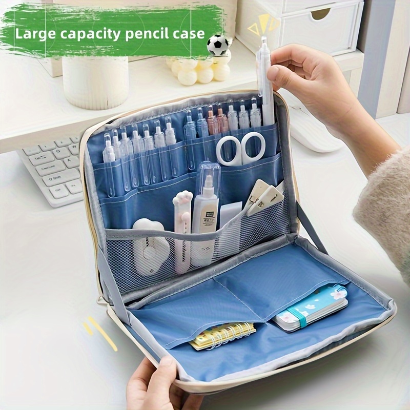 Large Pencil Pouch With Zipper,marker Pen Case,big Capacity Pencil