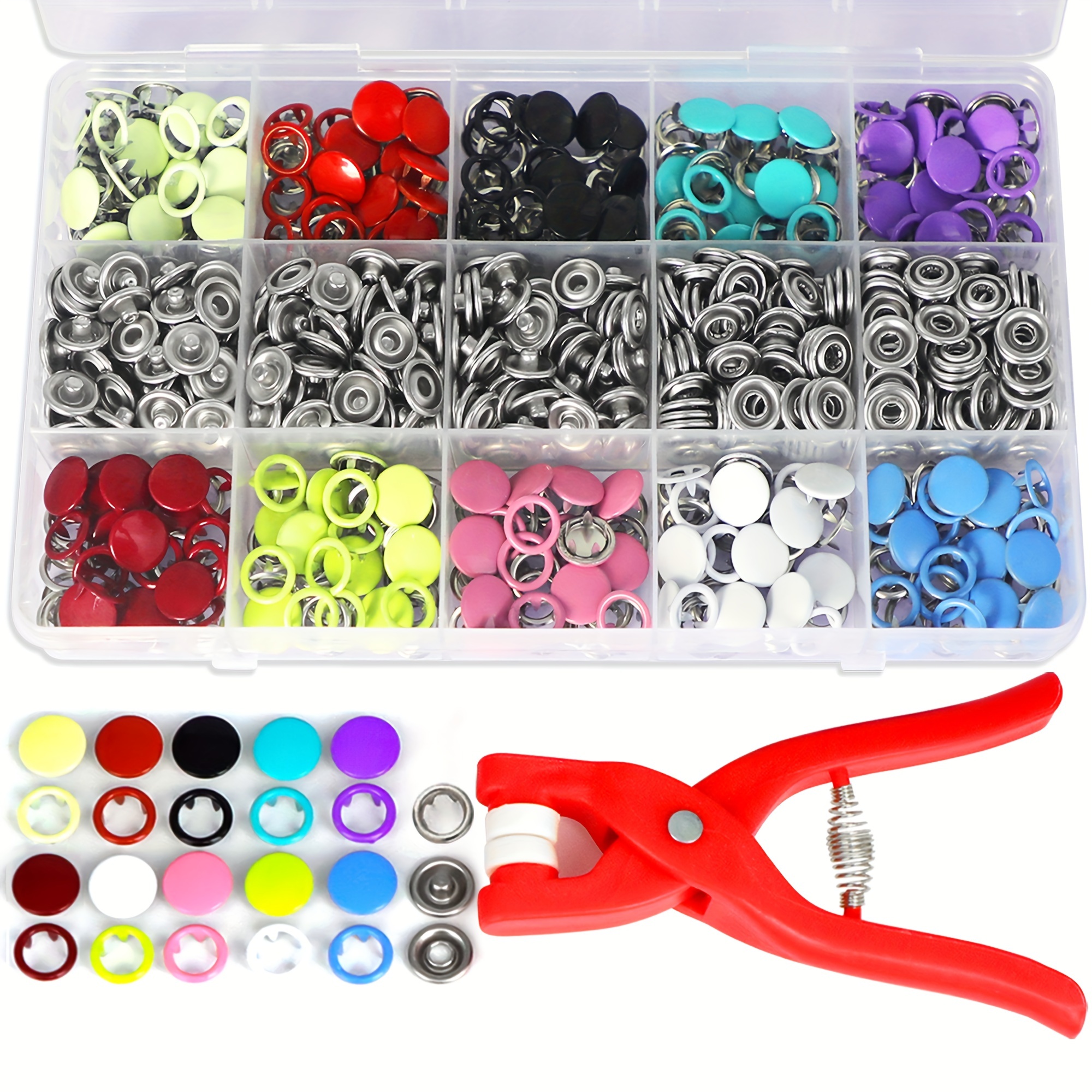 Snap Fasteners, Snap Fastener Set With Pliers 200 Sets Snap Fasteners  Metal, 10 Colors Sewing Accessories Buttons Buttons For Sewing On Tools  Snaps Fo