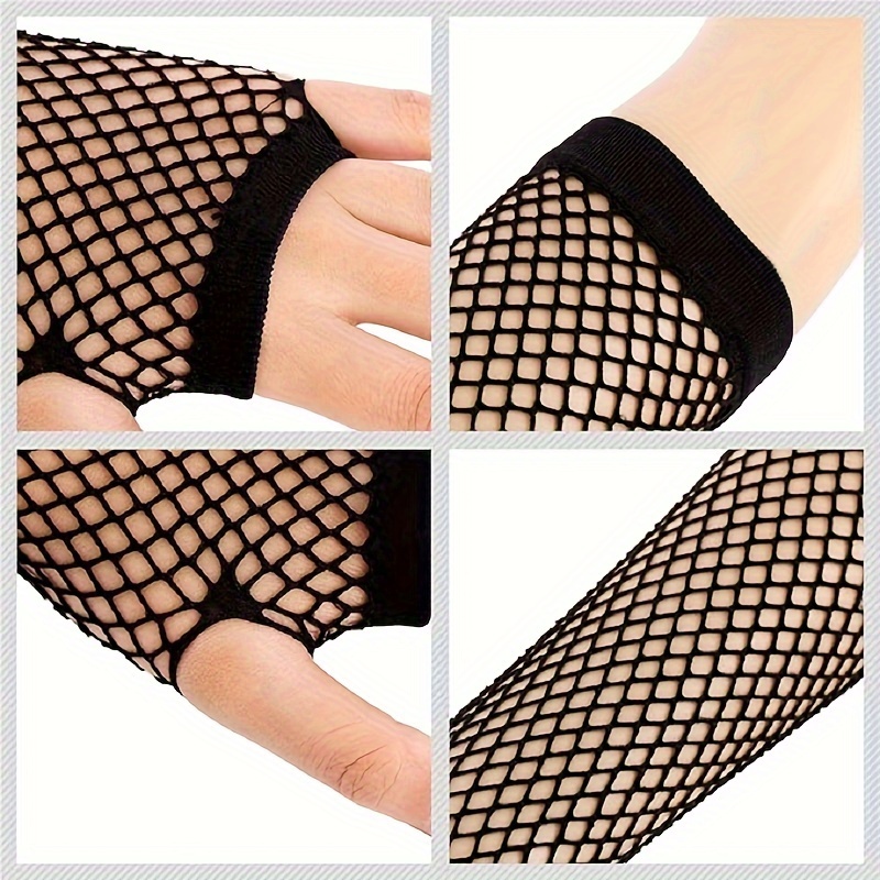 Pair Long Fingerless Neon Fishnet Gloves, 80's Fingerless Gloves