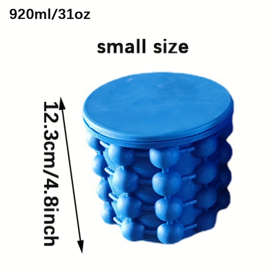 Ice Cube Mold Ice Trays, Large Silicone Ice Bucket, (2 in 1) Ice Cube  Maker, Round,Portable (Dark blue)