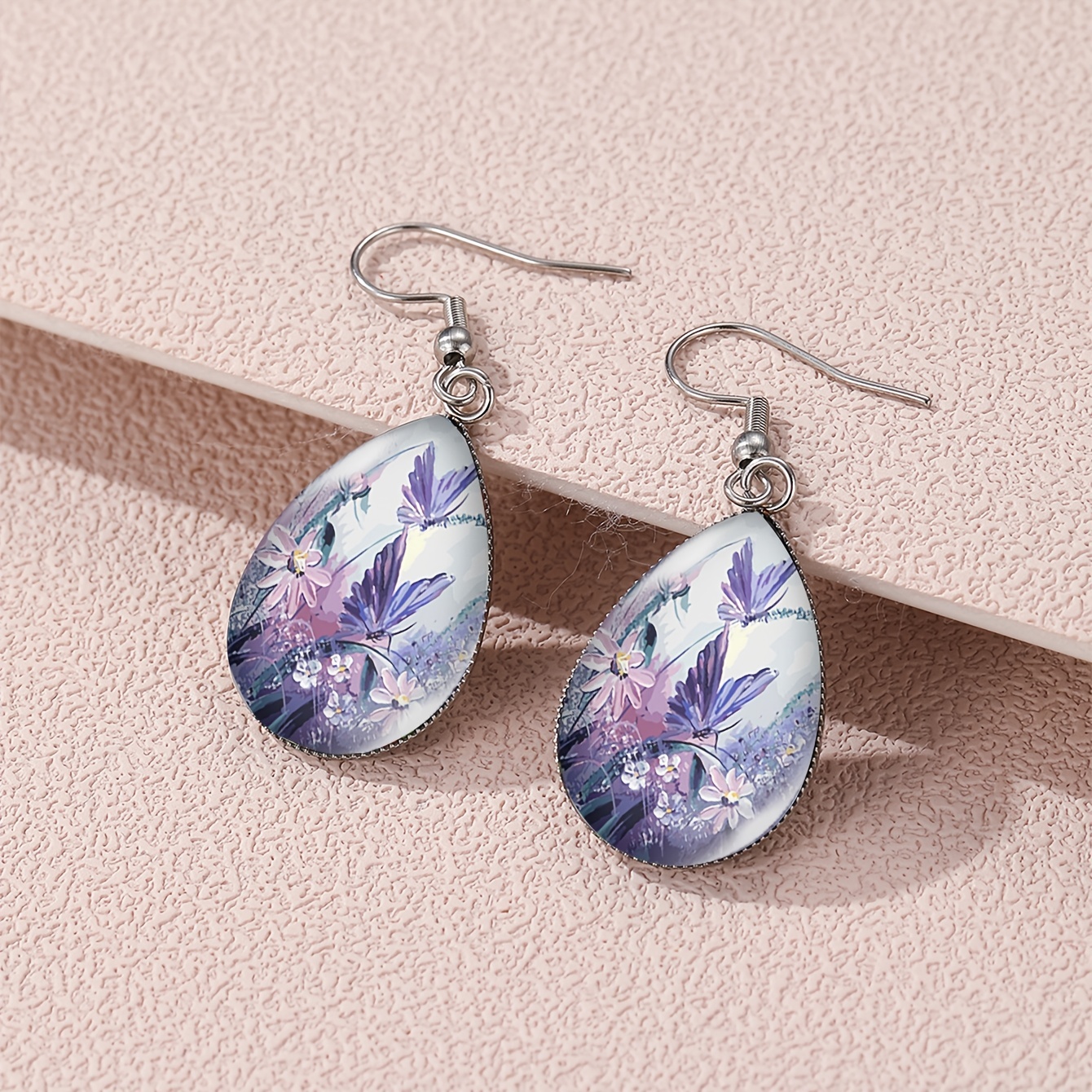 Elegant Sunflower & Hummingbird Teardrop Earrings