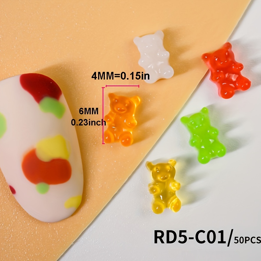 Kawaii Gummy Bear Nail Charms Flatback Resin Diy Crafts For - Temu