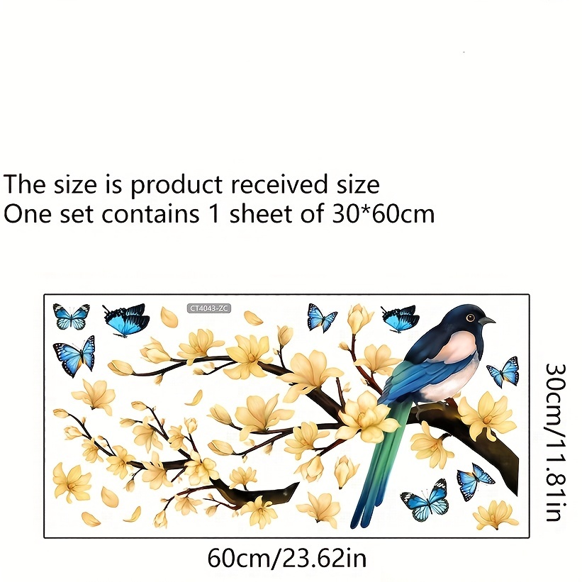 1 Set Décalcomanie Fenêtre Réutilisable Branches Oiseaux - Temu Canada