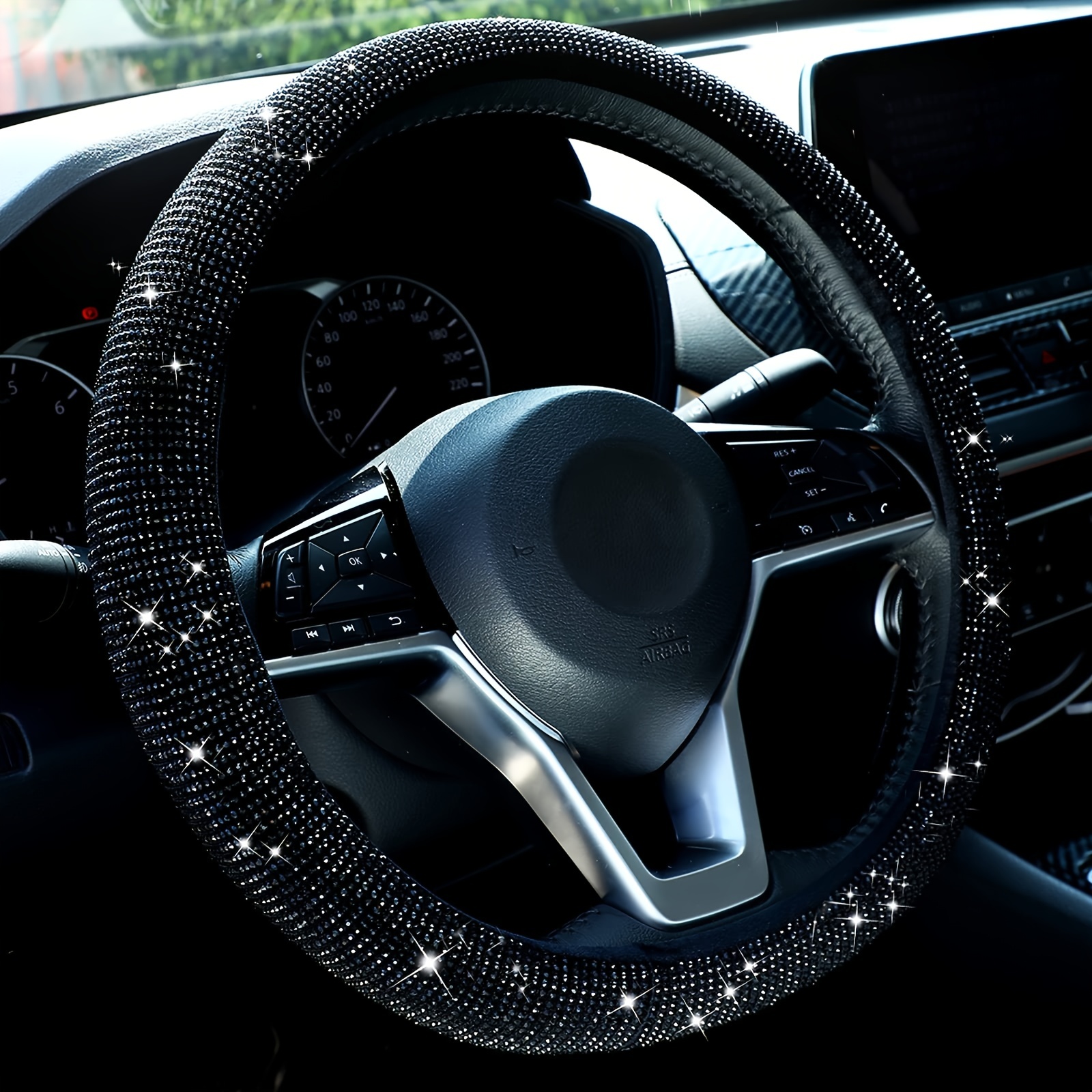 Car Rhinestones Steering Wheel Cover Crystal Artificial - Temu