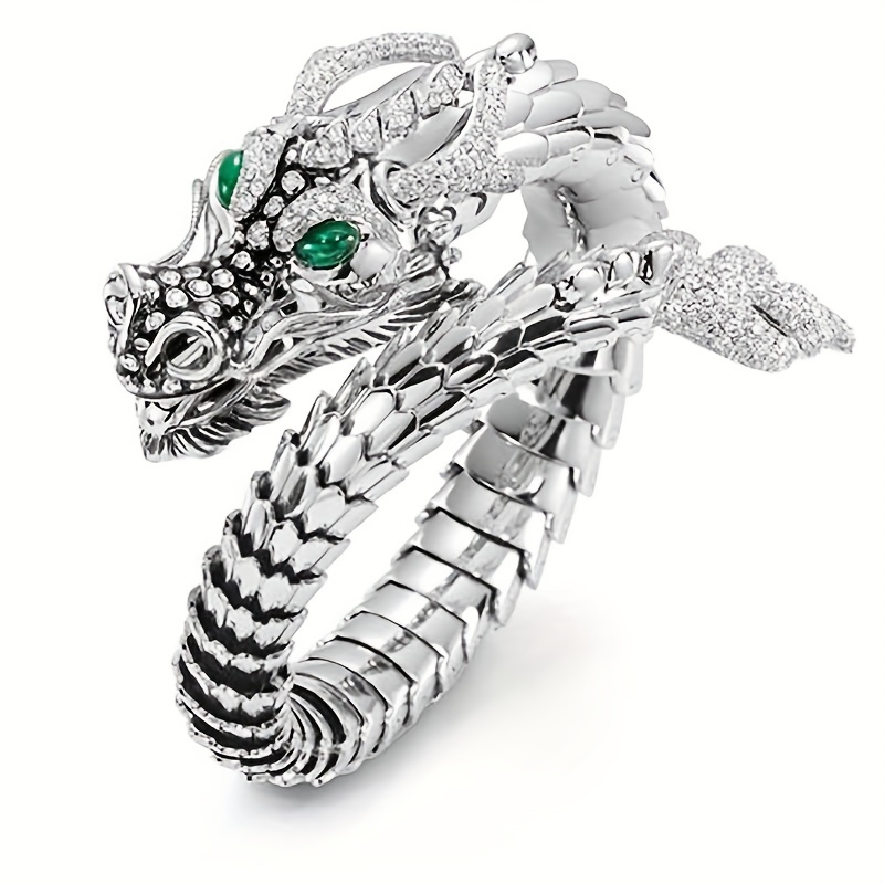 Vintage Men's Rhinestone Dragon Shape Ring Adjustable Ring