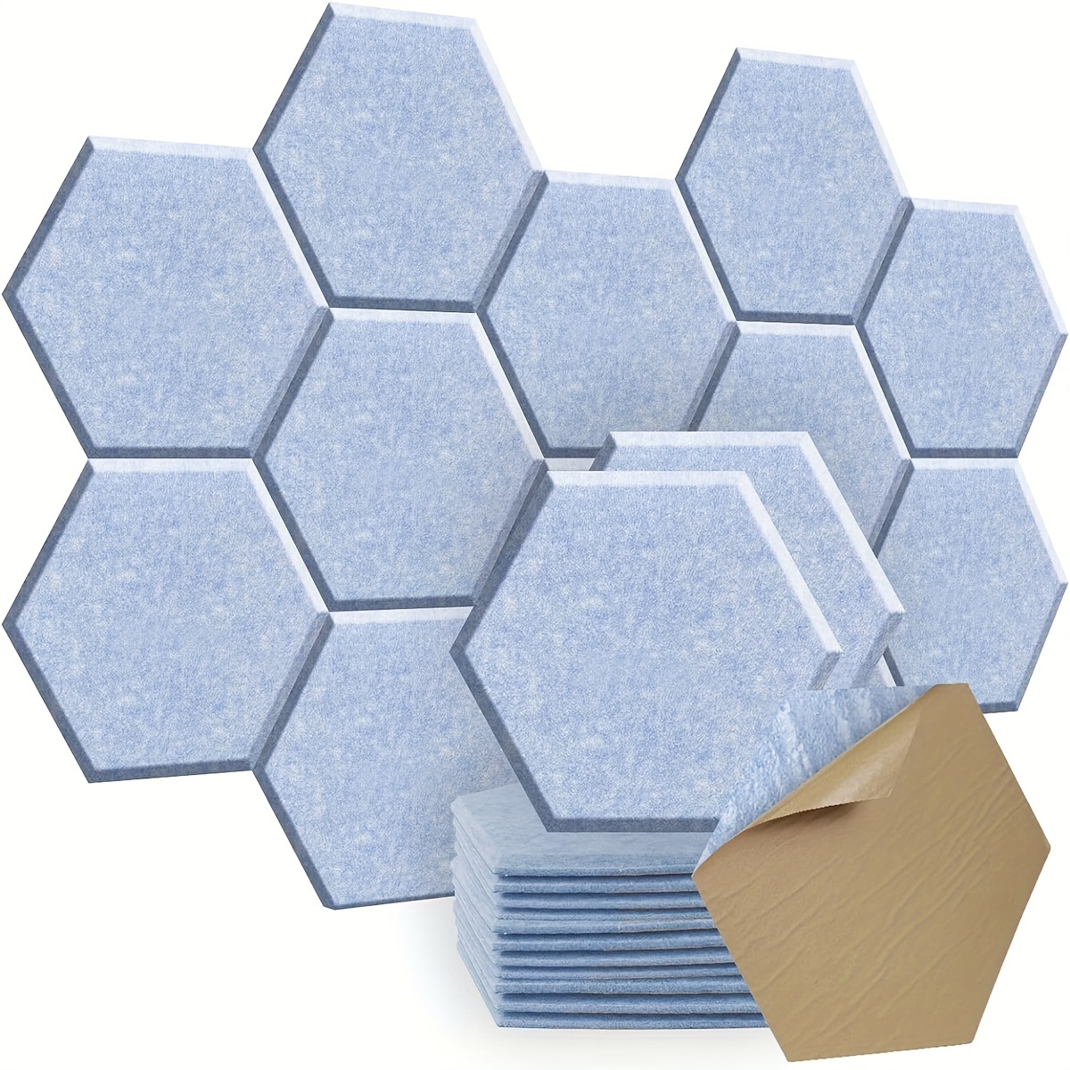 12 Pack Set Hexagon Acoustic Absorption Panel, 12 X 14 X 0.4