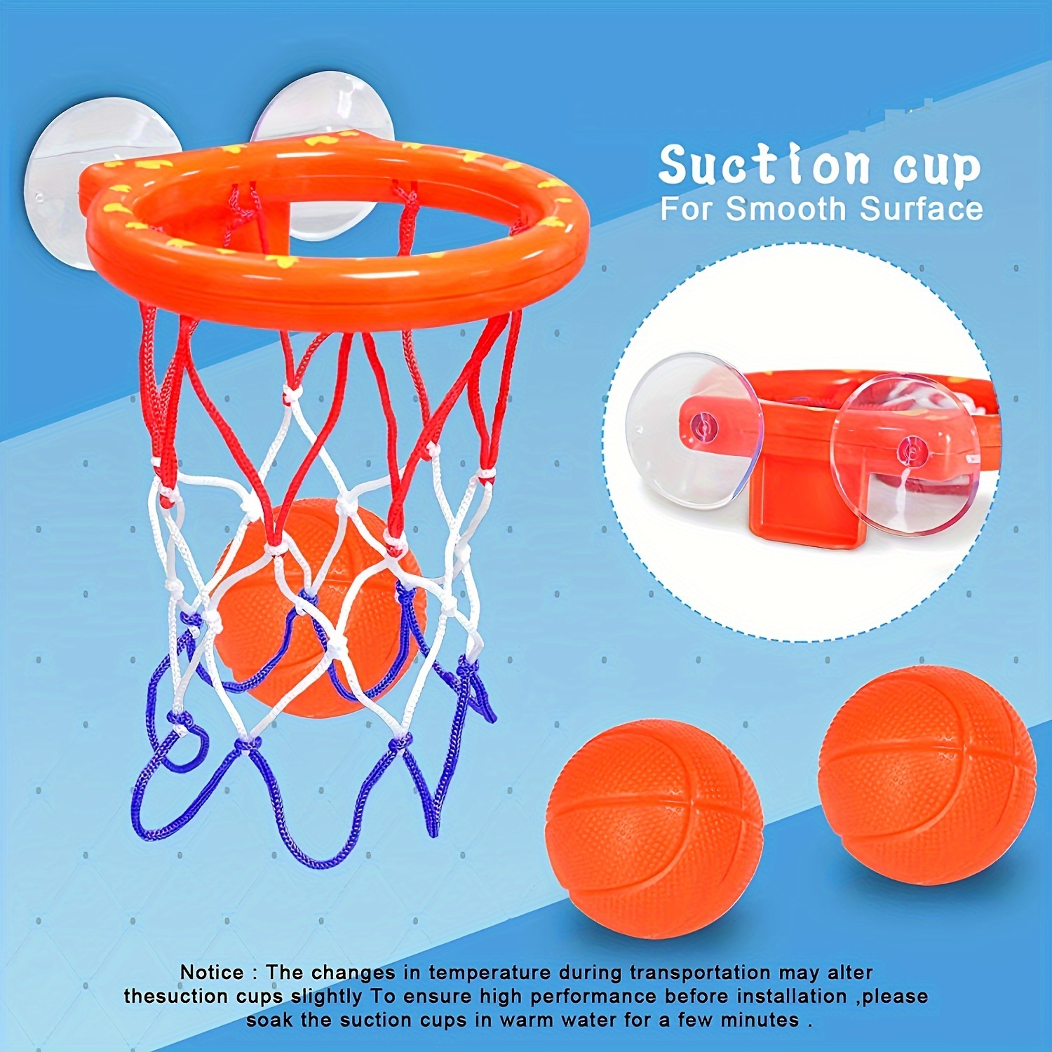 Fun Basketball Hoop And Ball Toys, Suitable For Kids' Bath Toys, Bathtub  Shooting Game 3 Ball Set And Strong Suction Cup, Can Be Used For Indoor And  O