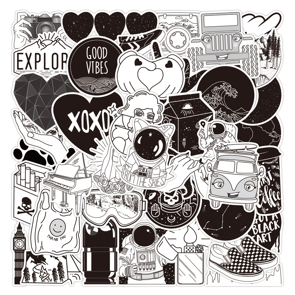 Black And White Stickers Black Stickers Cool Stickers For - Temu