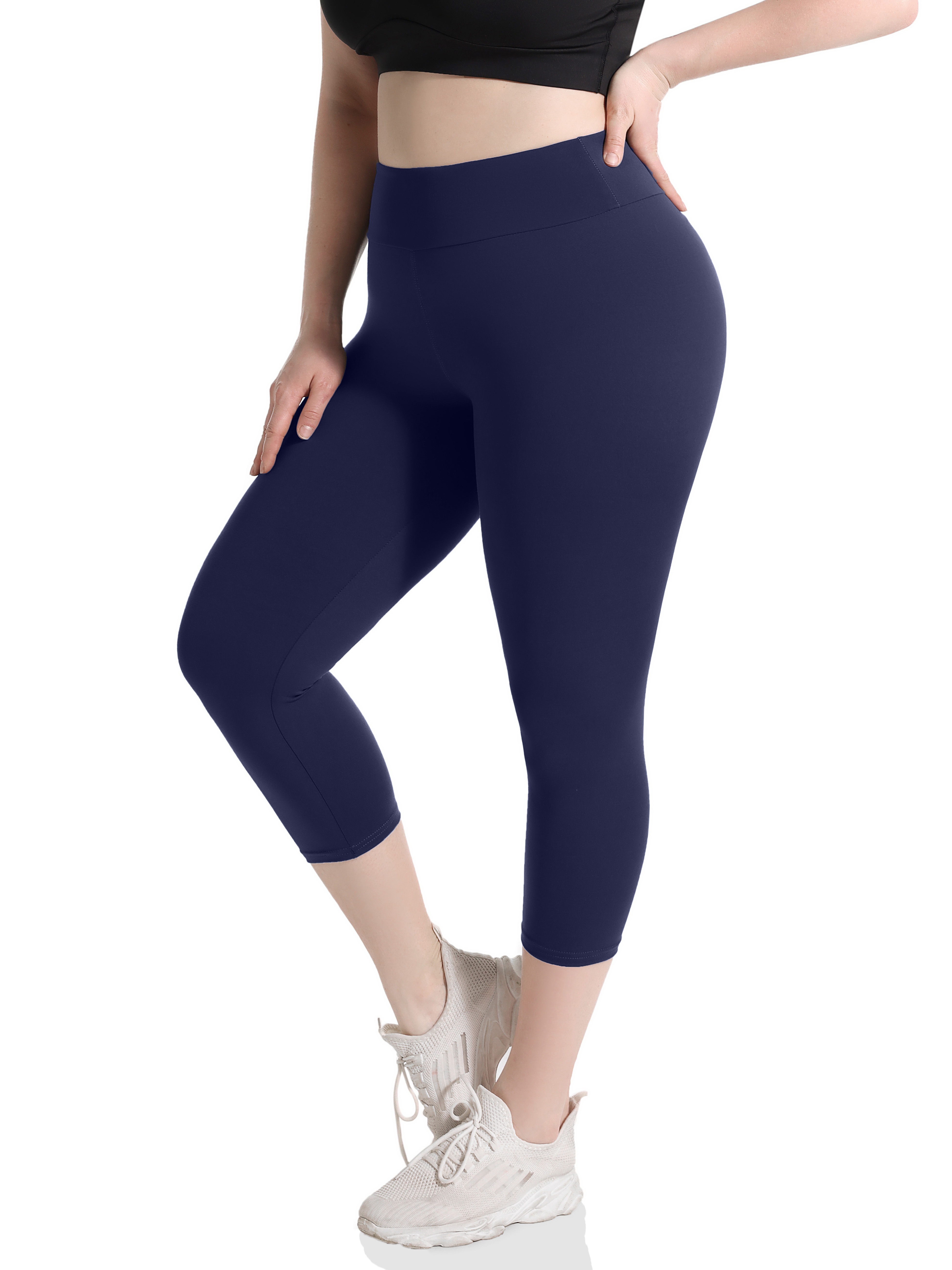 Buy Women's 2 Piece Plus Size Capri Yoga Leggings High Waisted Stretchy  Buttery Soft Workout Athletic Pants at