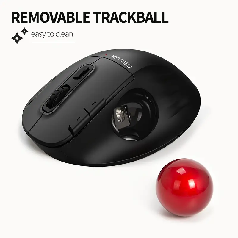 Delux Mt1db ワイヤレス エルゴ トラックボール マウス スムーズで簡単 3 デバイス接続サポート Oem Odm 赤いボール 人間工学に基づいたローラーボール マウス - 電子機器 - Temu Japan