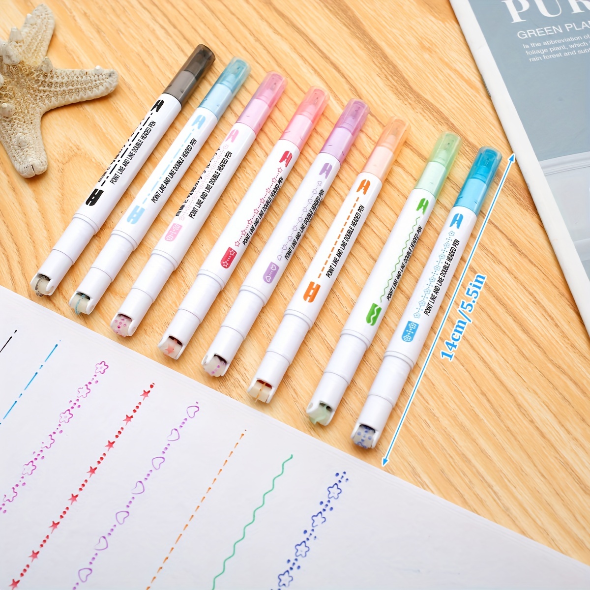 Curve Highlighters Pen With Different Curve Shapes Dual Tip Multi Colored  Curved Line Markers Durable Smooth Writing Colored Curve Pens For Note  Taking Journal School Supplies Office - Temu