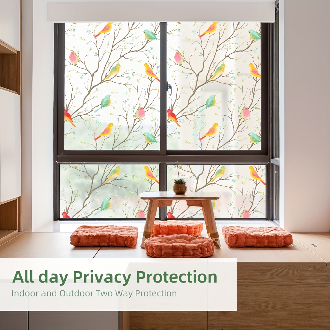 1pz Privacy Window Film Color Bird Pattern Adesivi Vetri - Temu