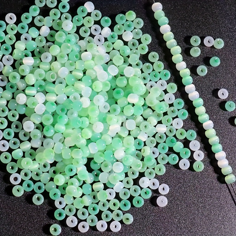 Handmade Cat Eye Jade Ice Glass Rice Beads For Diy Jewelry - Temu