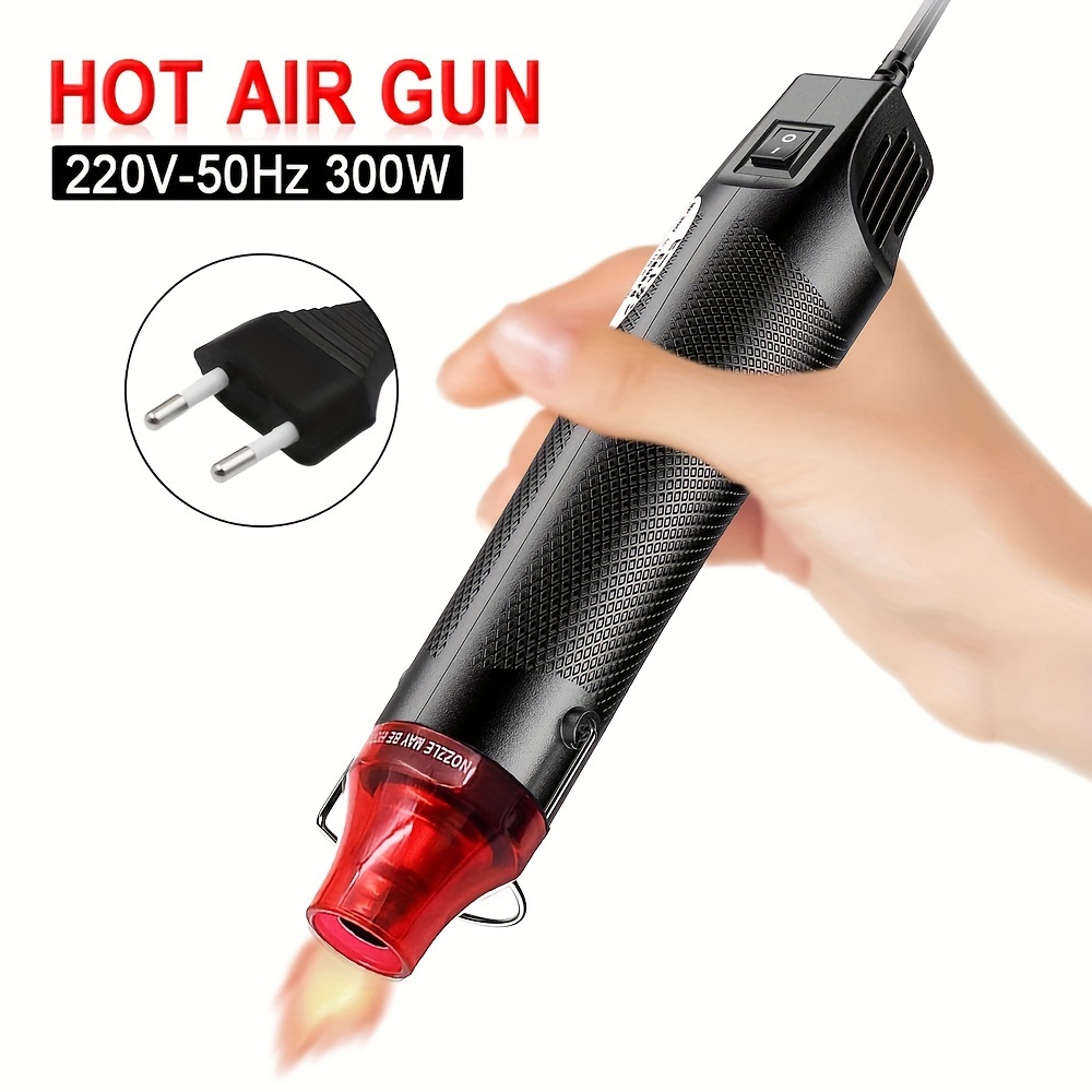 220V/110V Electrical Mini Heat Gun Handheld Hot Air Gun with 300PCS Heat  Shrink Butt for DIY Craft Embossing Shrink Wrapping PVC