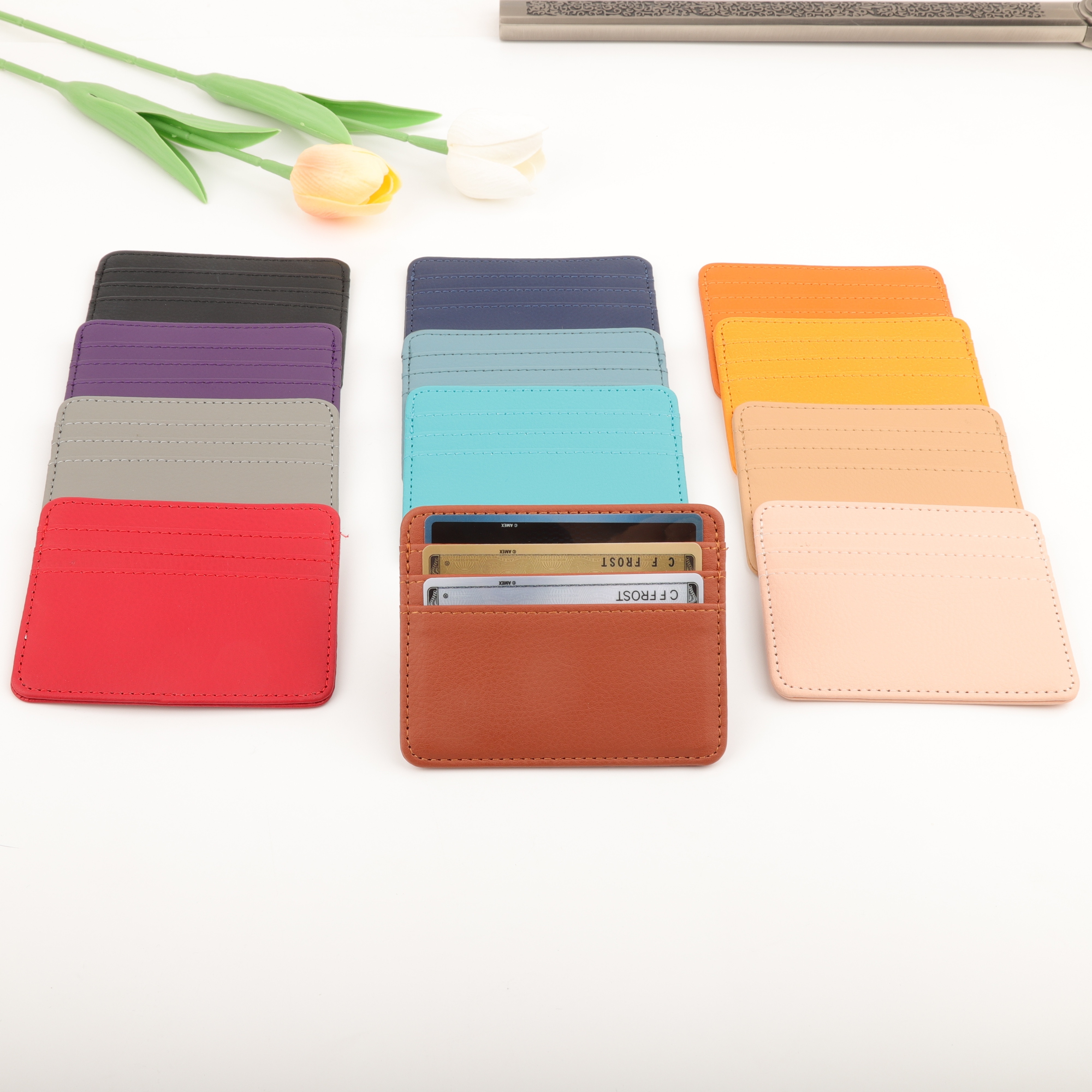 Slim Minimalist Wallet, Business Card Case Professional Pu Leather, Front  Or Back Pocket Card Holder Wallet Credit Card Id Case/holder For Men &  Women - Temu