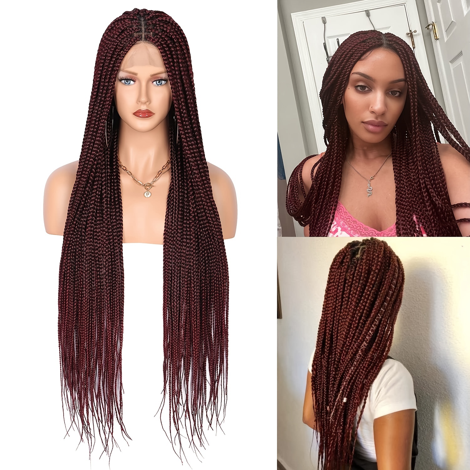  LiyaHair Brown Braided lace wigs 22inch Long Braids