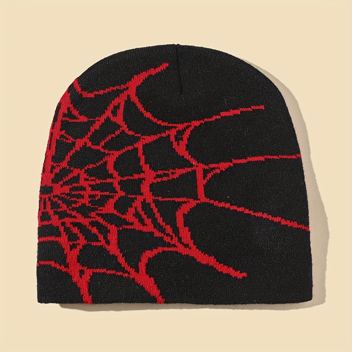 Halloween Spider Web Graphic Beanie Hat Hip Hop Skull Cap Unisex Y2K Winter  Warm Knit Hat For Women & Men