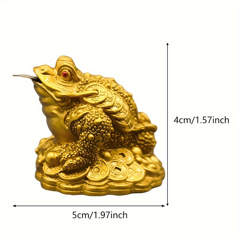 TEMU 1pc Golden Toad Money Auspicious Wealth Ornament, Resin Statue Art Craft, For Bookshelf Home Living Room Office Cabinet Decor, Room Tabletop Entryway Decor, Valentine Christmas New Year Decor