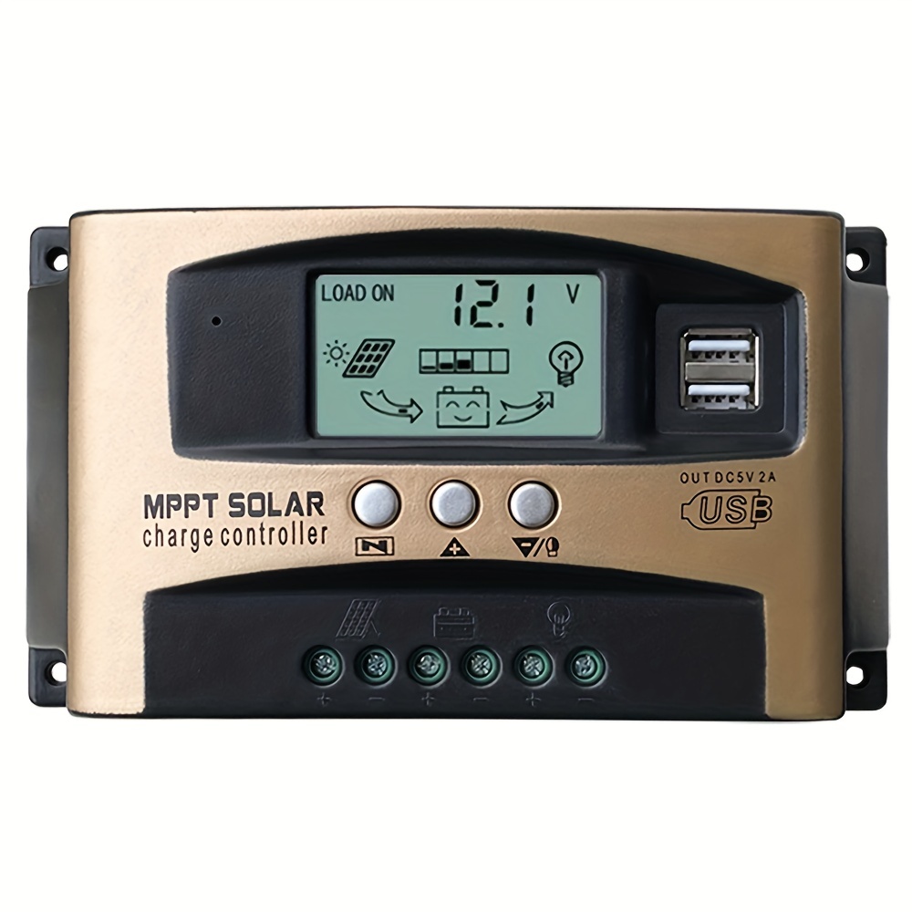Controlador De Carga Solar 12V 24V 100A MPPT Pantalla LCD Regulador De  Panel USB