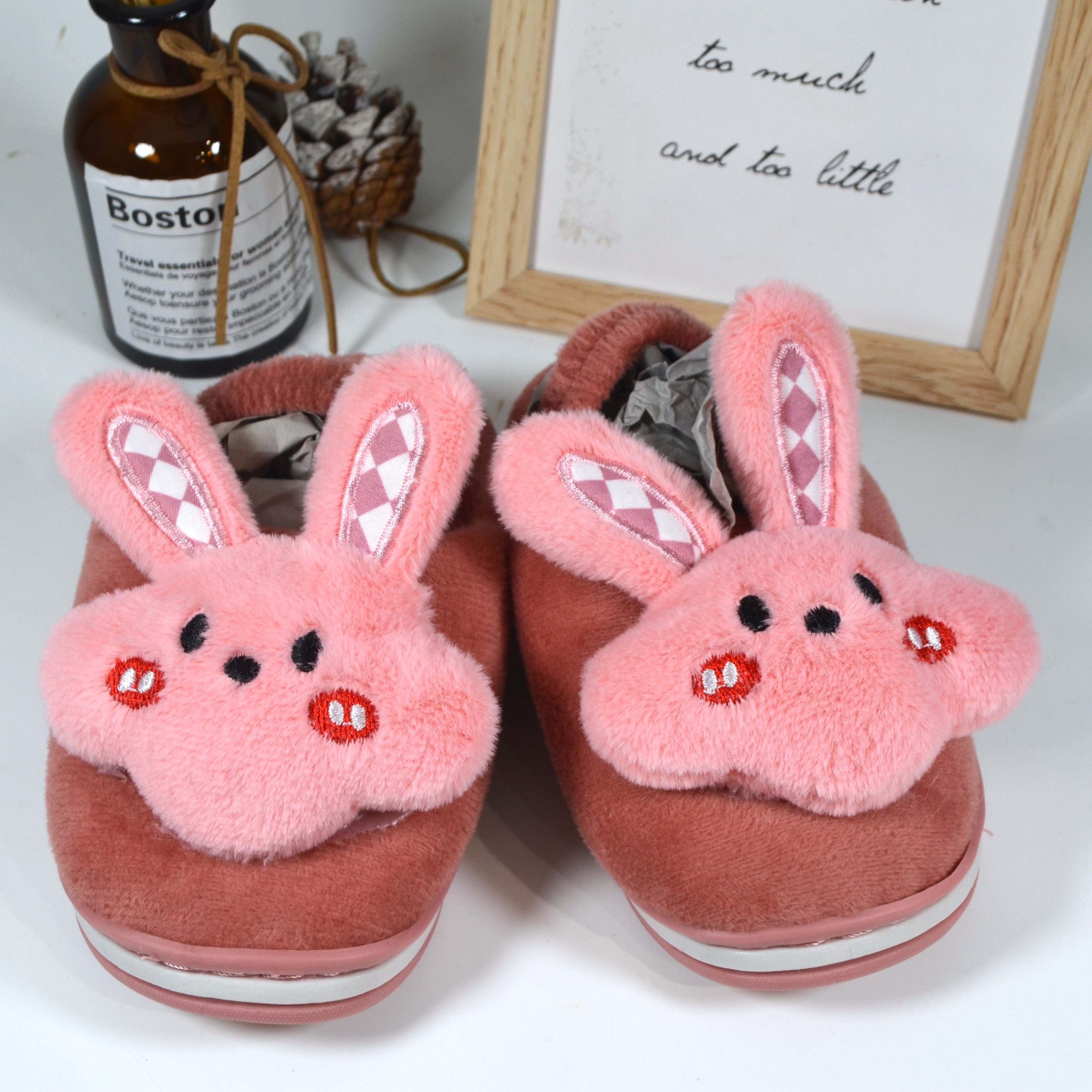 Winter Warm Furry Bunny Slippers 160(gray), Rabbit Shoes For Kids