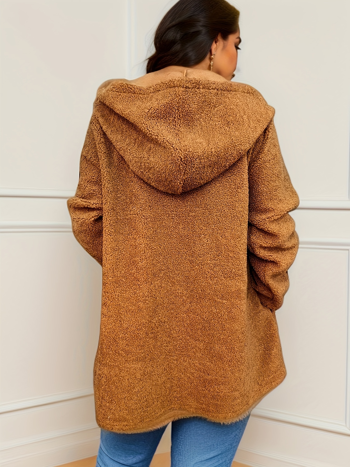 Fleece Coat With Plus Size Hooded Teddy Coat Plus Size Casual Coat