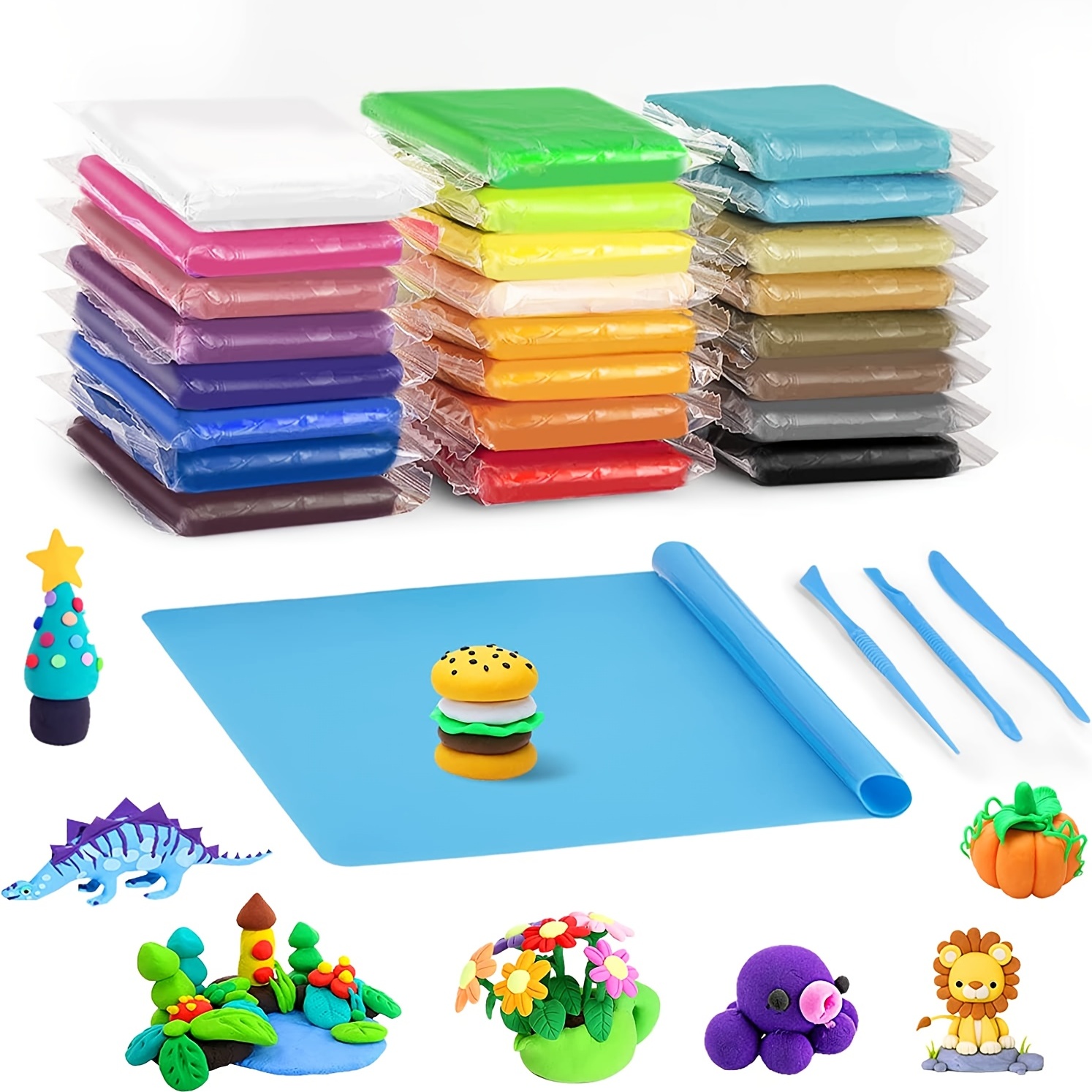 10 Pc] Non-Toxic Rainbow Modelling Clay for Kids Sculpting