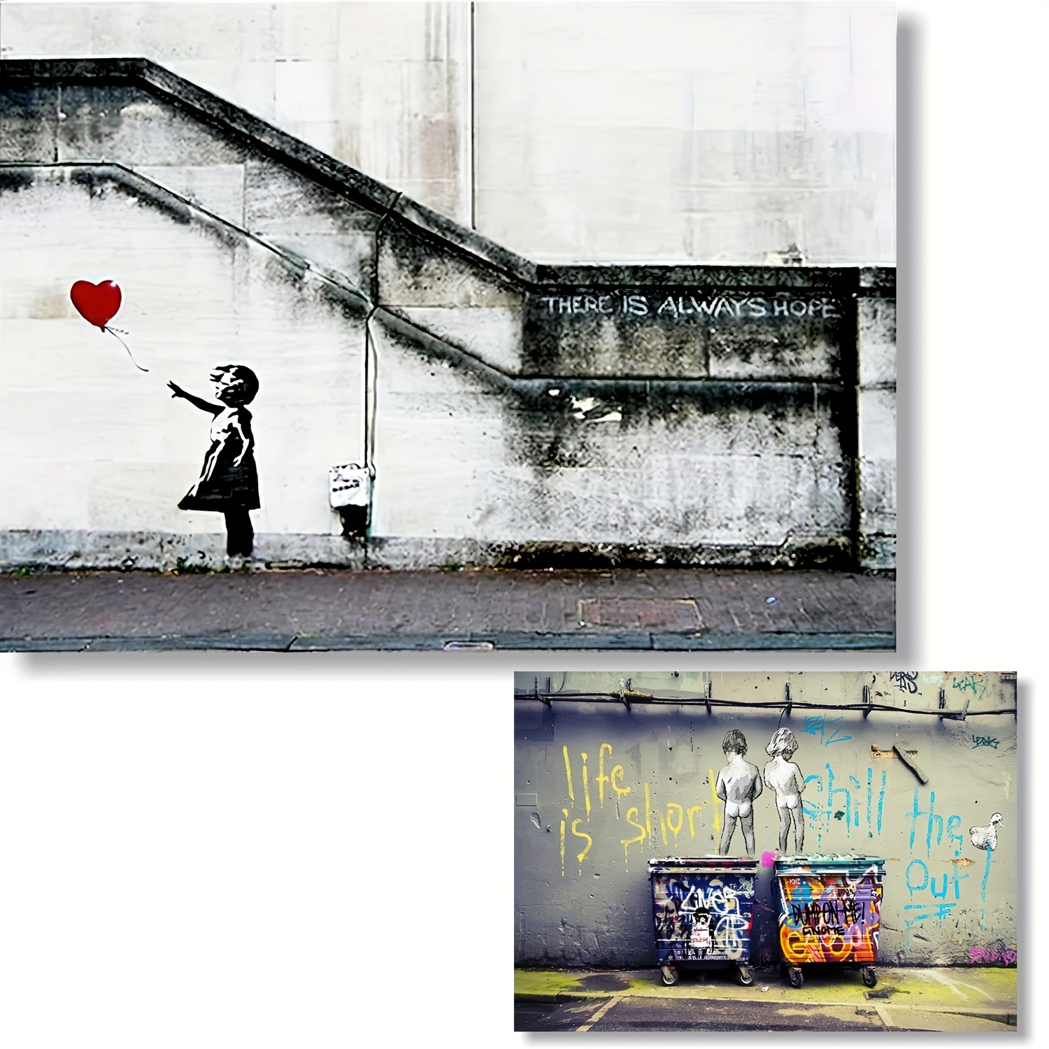 1 Pc Art Toile Affiche, Banksy Graffiti Fille Avec Ballon Rouge Impressions  Sur Toile Wall Art