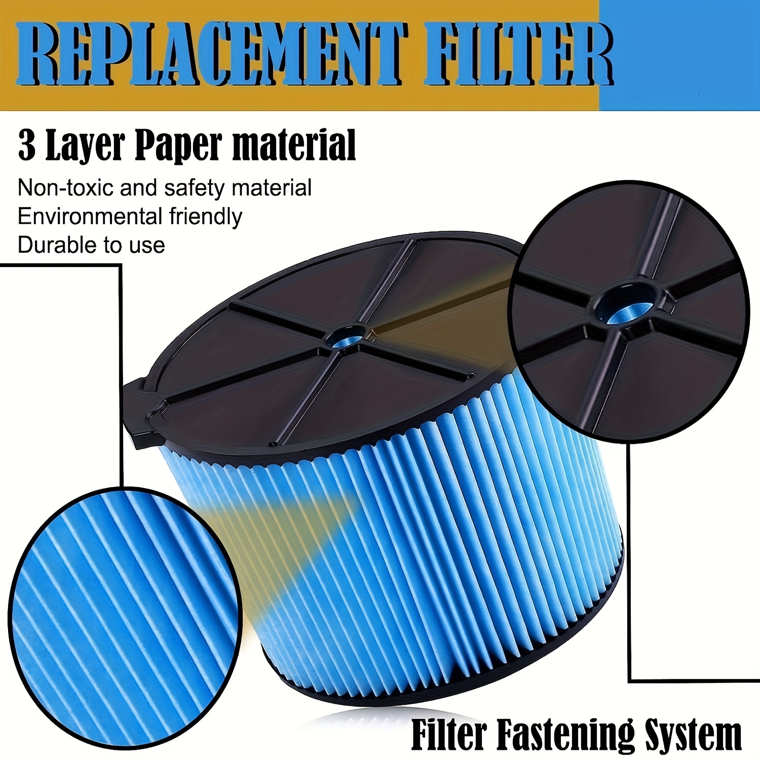 RIDGID Filtre d'aspirateur en papier plissé à 3 couches pour aspirateurs d'atelier  humides