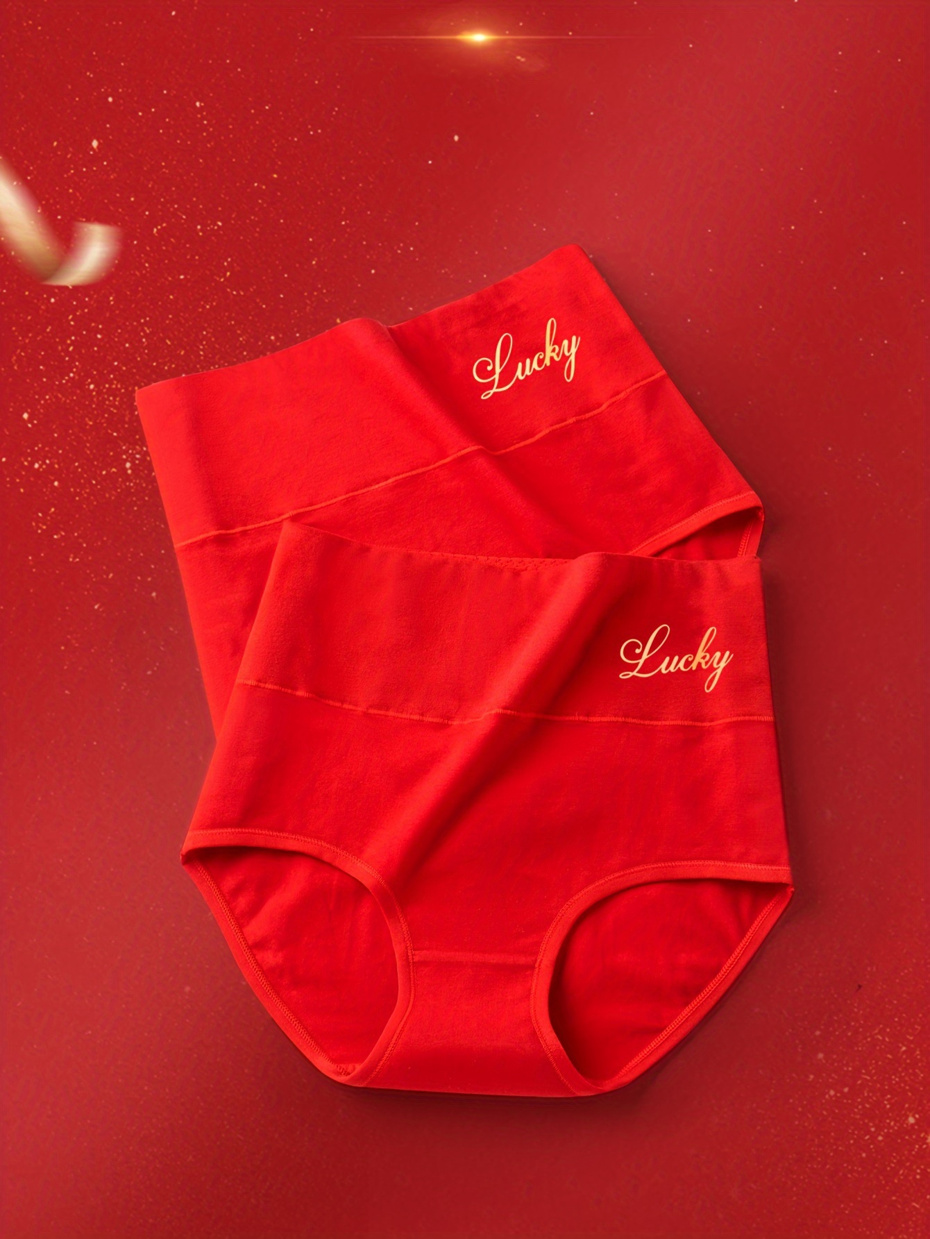 LANGSHA 5Pcs/Set Cotton Panties Women Luck Red Seamless Underwear