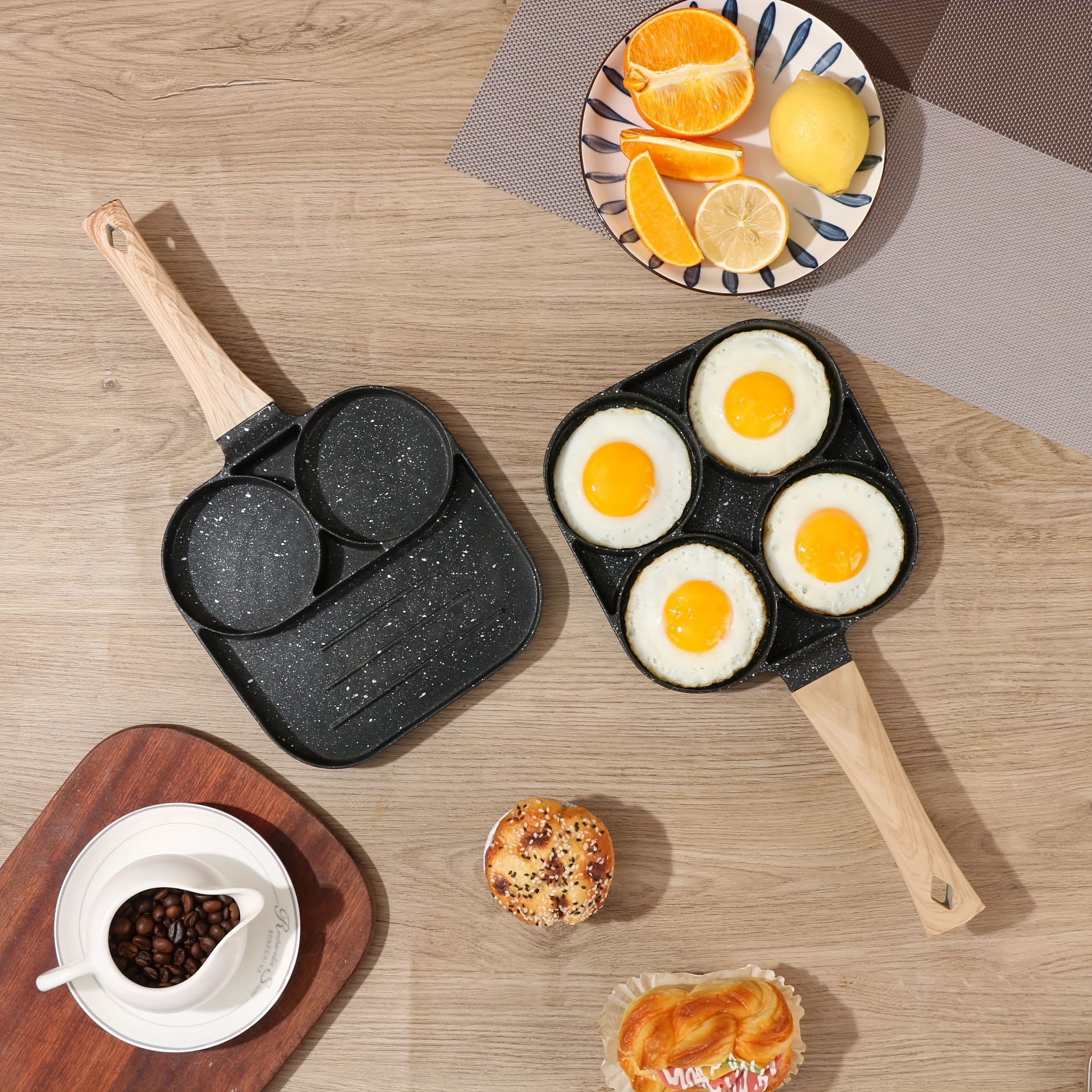 Frying Pan Egg Burger Maker Pan 3 Cups Divided Grill Frying - Temu