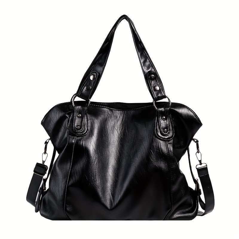 Tote Bag for Women Large Capacity Black Women Shoulder Bag Soft PU