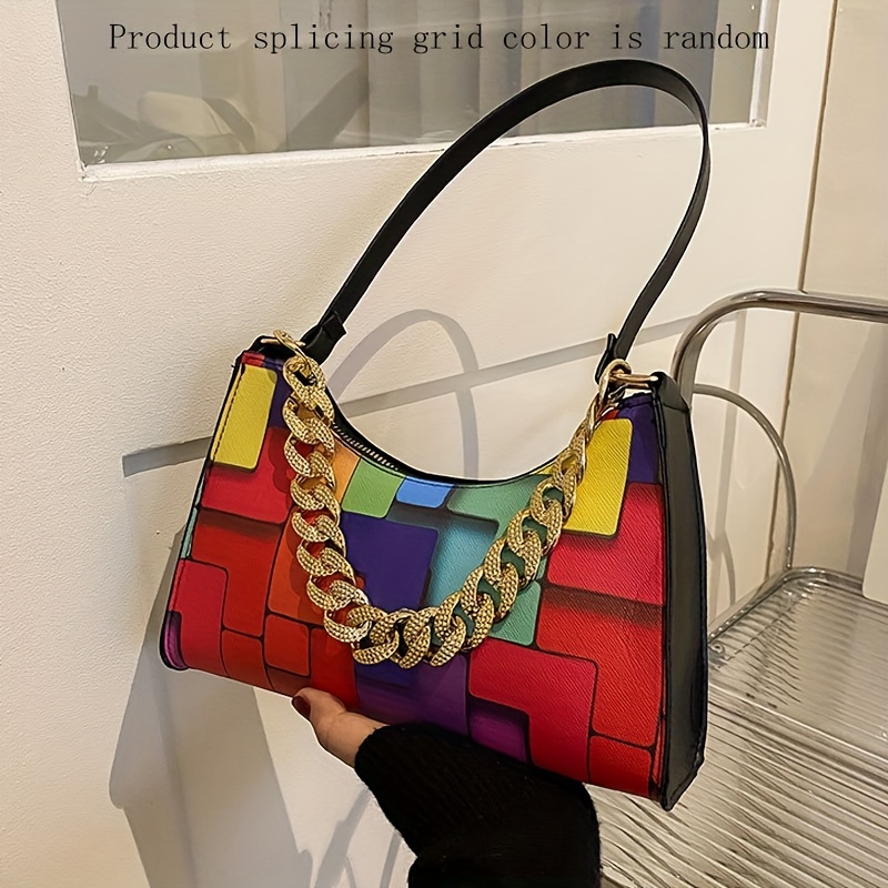 Bolso de hombro para mujer Bolso elegante para axilas Cadena