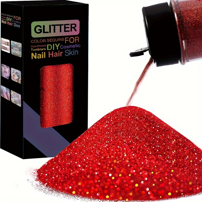 GlitterWarehouse Fine (.008) Holographic Solvent Resistant Cosmetic Grade  Glitter. Great for Makeup, Body Tattoo, Nail Art and More! (10g Jar)… (Red