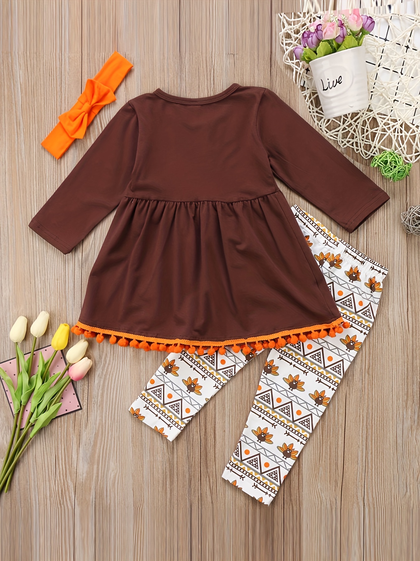 Baby Girls Thanksgiving Day Cute Cartoon Outfit Tunic T - Temu