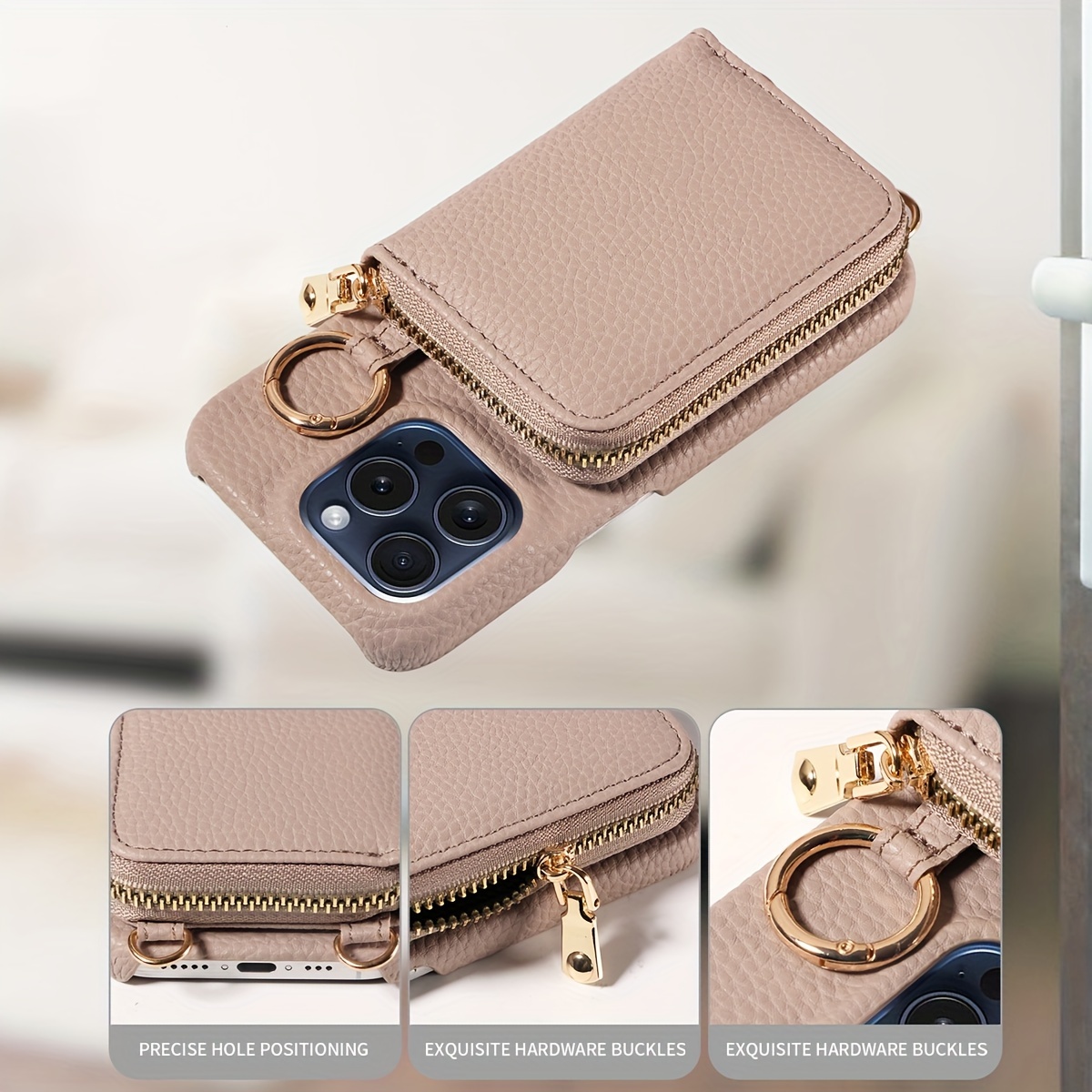 for iphone16 mobile phone case with crossbody strap zipper coin