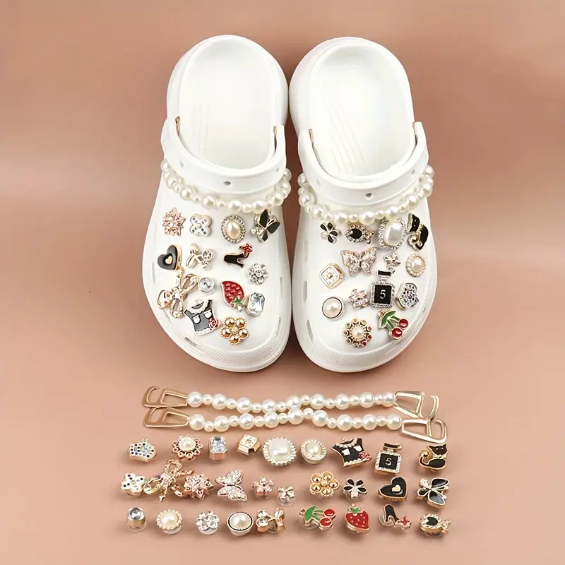 Hot Selling Pearl Chain Bling Croc Charms Crystal Shoe Charms Fits Fashion  Decoration For Clog Shoes Artificial Diamond Bling Chain Artificial Jewelry  Accessories - Temu
