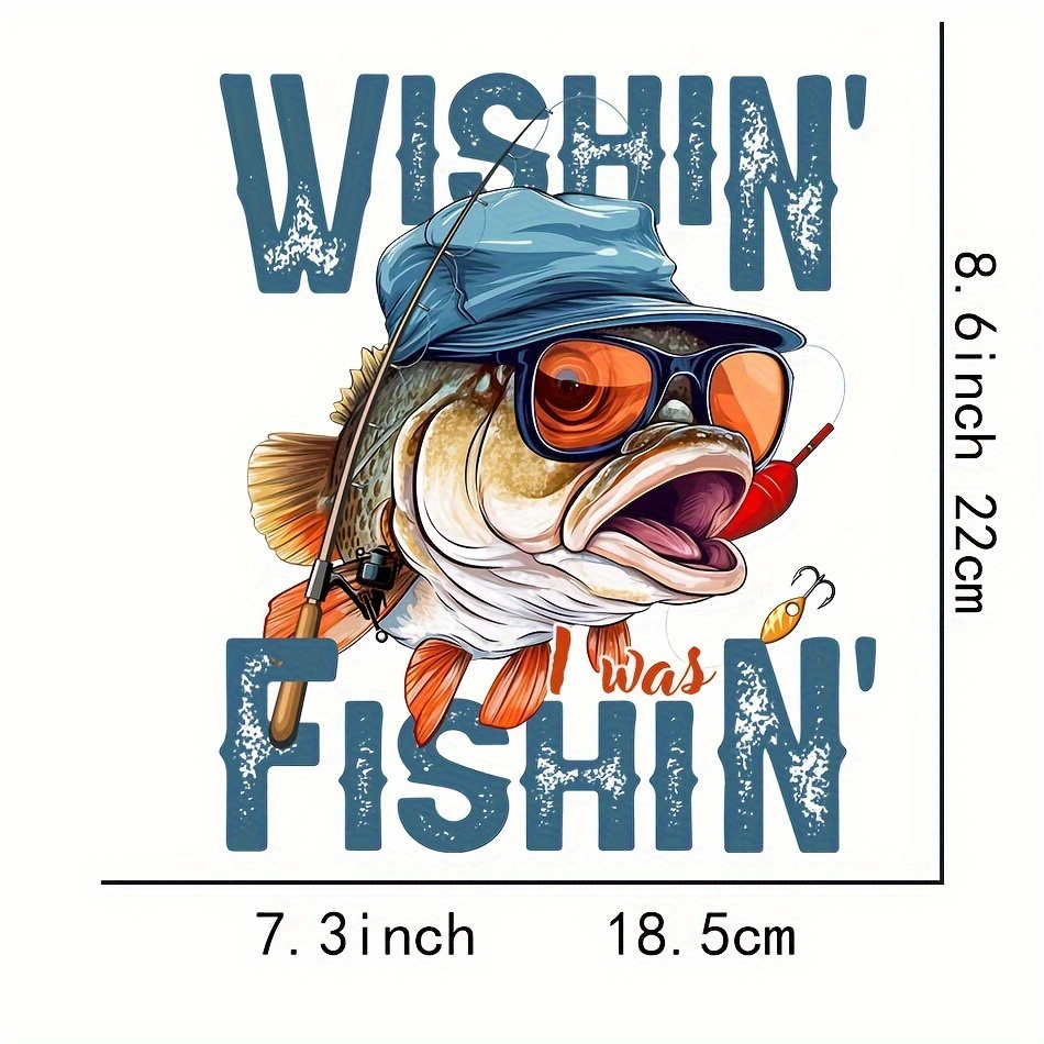 1pc Fishing Heat Sticker On T-shirt Bag DIY Exquisite Iron On Transfer For  Clothing Funny Design Patches On Clothes Decoration