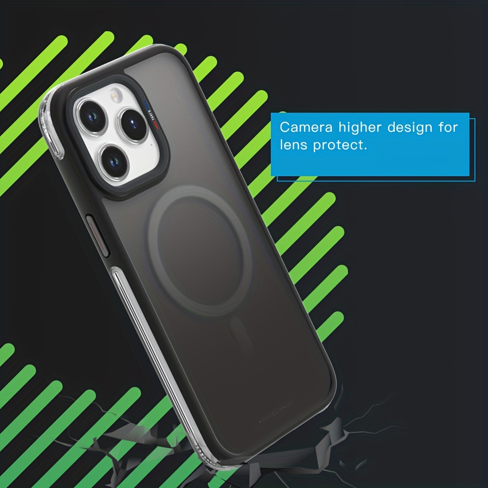 tgvis for iphone 15 pro max xr xs max case for magnetic wireless charging metal button high camera ring airbag shockproof protective case details 1
