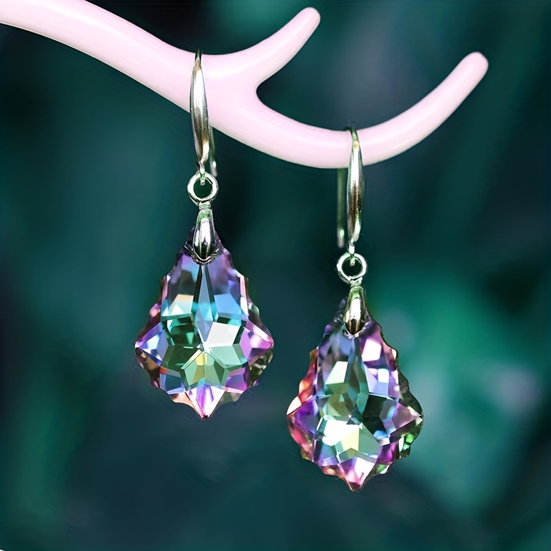 Temperament Crystal Maple Leaf Pendant Hook Earrings