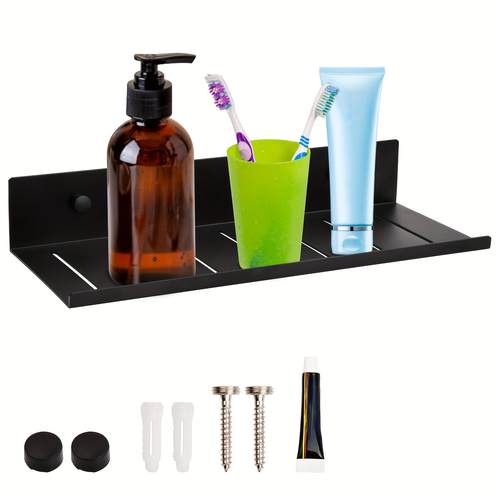 AITEE Acrylic Bathroom Organizer Caddy, Clear Shampoo Holder Wall Mounted,  Shower Organizer with Suction Cup, No Drilling and Rustproof, Sturdy and