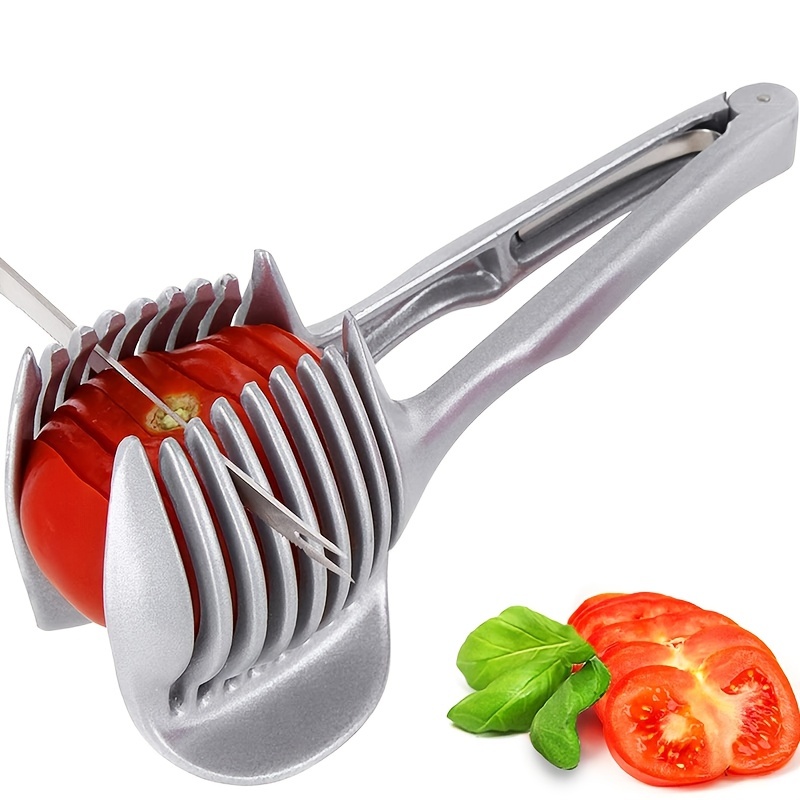 1pc Stainless Steel Potato Slicing Tool, Silver Tomato Slicer With